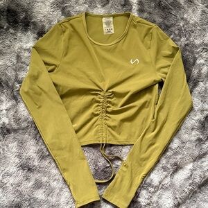 Olive Ruched Crop Top